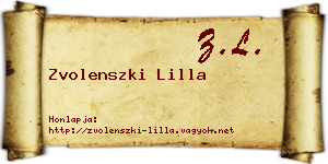 Zvolenszki Lilla névjegykártya